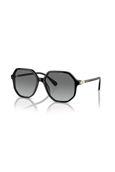 Swarovski نظارة شمسية نسائية بتصميم غير منتظم - Sk 6003 - مقاس العدسة: 57 مم - أسود