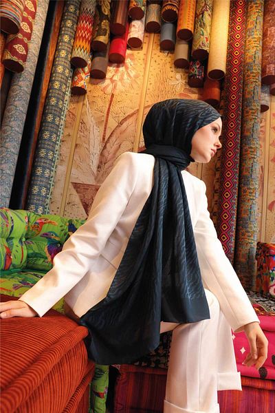 VALORSCARF Şal cu model zebră - Albastru de seară