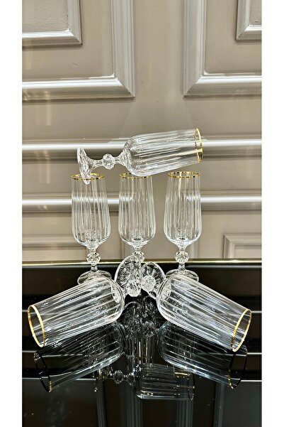 Bohemia Kristal Çubuk 180 ml Ayaklı Gold Kahve Yanı Su Bardağı