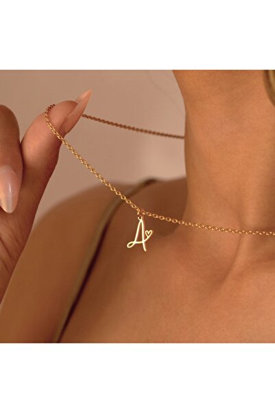 Soprano Silver Kalpli Harf Kolye 925 Ayar Gümüş 14 Ayar Altın Kaplama