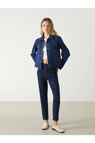 LC Waikiki Jachetă de jeans pentru femei LCW Vision Indigo cu guler de cămașă