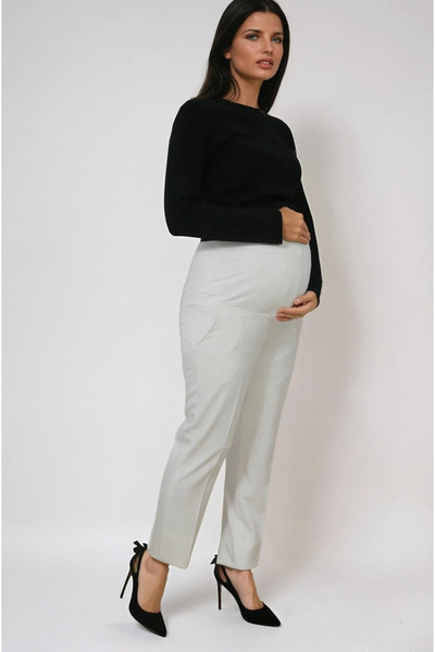 MODA Hamile Giyim Bel Ayarlanabilir Bilek Boy Kumaş Pantolon