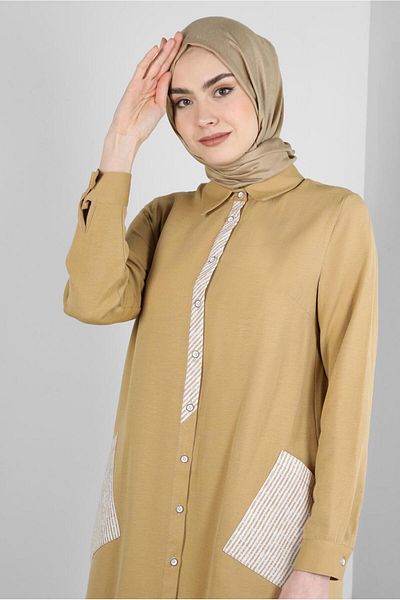 Alvina LONG TUNIC WITH STRIP DETAIL BUTTON 43636