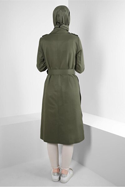 Alvina Manşetleri Desenli Kemerli Trençkot 10771