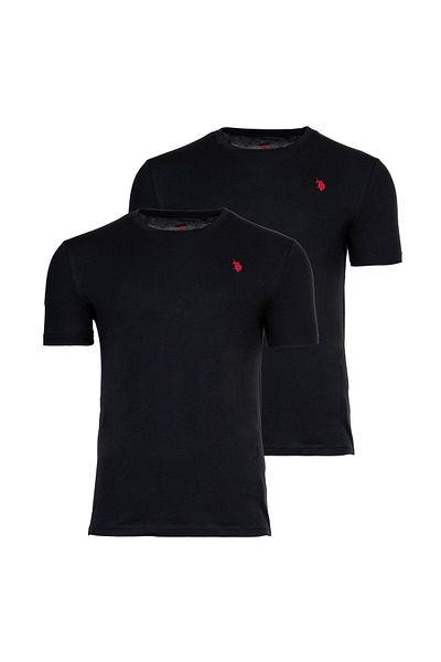 U.S. Polo Assn. US POLO ASSN. Herren T-Shirts, 2er Pack - Rundhals, Logo-Stickerei, Baumwolle