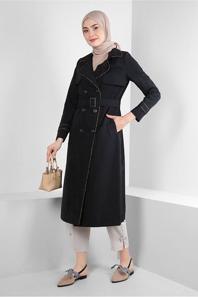 Alvina CRUVASE COLLAR BELTED TRENCH COAT 10716
