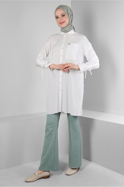 Alvina SHIRT TUNIC WITH STRAPPED SLEEVES 43604