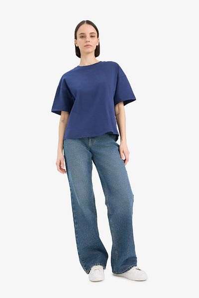 DeFacto Crew Neck Loose Fit Short Sleeve T-Shirt E0291Ax25Sm