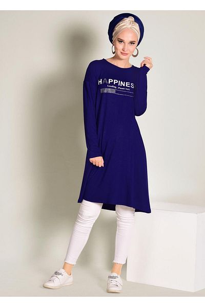 Alvina 4365 Model Printed Basic Tunic