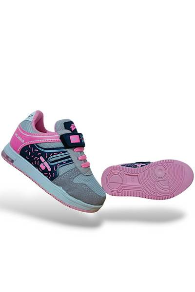 MODA Işıklı File Unisex Cırtlı/Bantlı Çocuk Spor Ayakkabı Rahat Tarz Sneakers