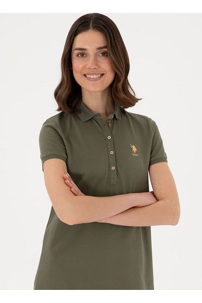 U.S. Polo Assn. Πόλο Ασν. Γυναικείο φόρεμα Polo Neck Dark Khaki Standard GURLIN25