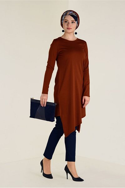 Alvina 4526 Model Asymmetrical Cut Knitwear Tunic