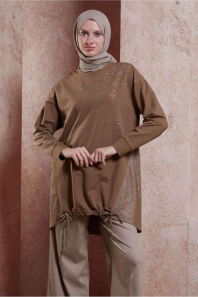 Alvina 44450 Model Stone Printed Tracksuit Tunic