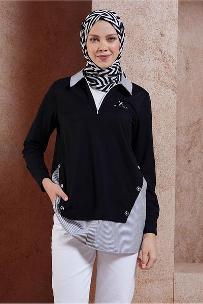 Alvina 44750 Model Striped Tracksuit Tunic