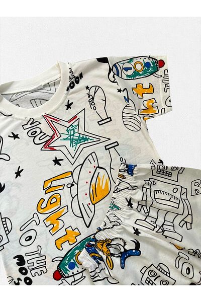 Fil Kids Set pijama Rocket alb 100% bumbac pentru băiat