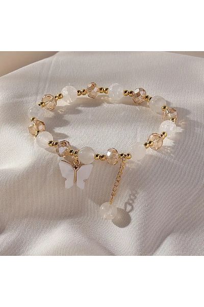 Choice ASL701551 Purple Butterfly Charm Beaded Stretch Bracelet For Women Multi Color Crack Faceted Beads R