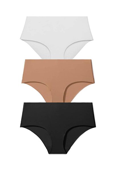 Elite Life Elit Life Yüksek Bel Dikişsiz lazer kesim  Esnek Slip Külot 3 Adet