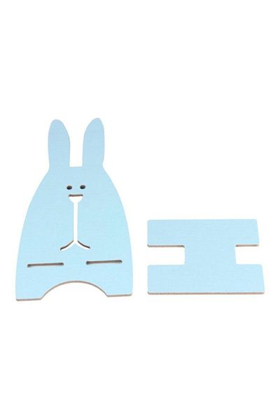 Generic Cute Rabbite Wooden Mobile Stand Blue 344