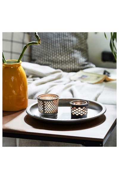 IKEA BERGGRAN Candle Holder, Grey, 9 cm – Minimalist Stoneware, Matte Finish, Stable & Stylish Home Décor