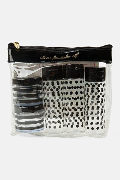 Miamica Travel Bottles and Toiletry Pouch Kit, Black