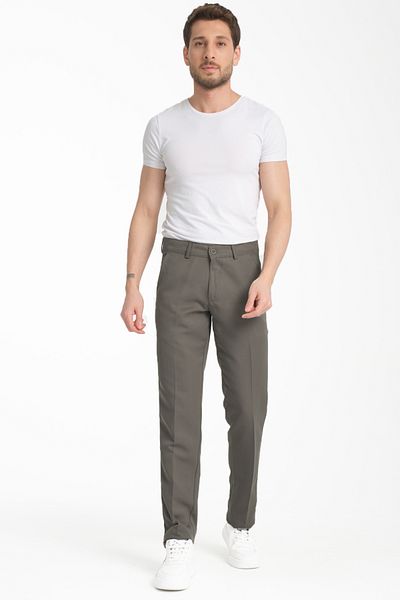Varetta Ανδρικό Taupe Earth Grey βαμβακερό καλοκαιρινό ίσιο λινό παντελόνι με τσέπες
