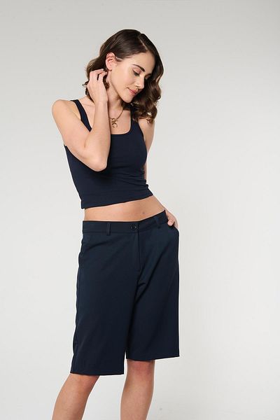 ZYRAH Navy Blue Color Women's Bermuda Shorts