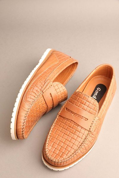 Gondol Loafer clasic pentru bărbați din piele naturală Tan 42 Ttx.295