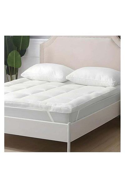 Comfy FIBER FILLED HOTEL STYLE 180 X 200 X 10 CM WHITE STRIPE MATTRESS TOPPER
