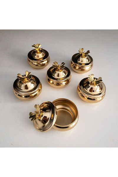 Decoan Set of 6 Silver Butterfly Pattern Chubby Turkish Delights - Tea and Coffee Presenter, Sugar and Dragee