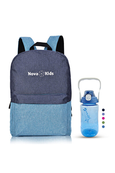 NovaKids حقيبة ظهر نوفا كيدز مقاس 17 بوصة مع زجاجة ترطيب سعة 550 مل (ألوان مت...