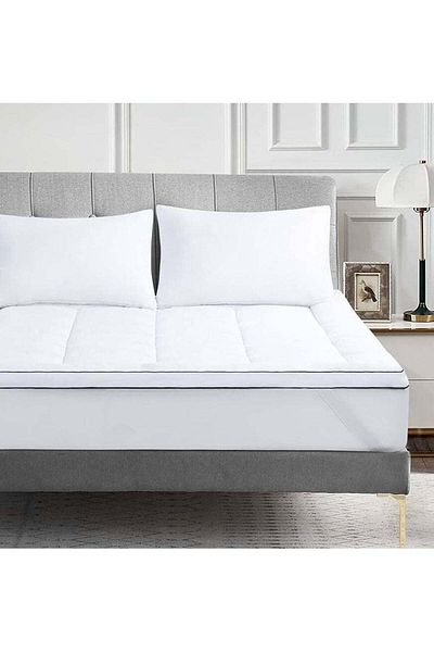 Comfy SOFT 180 x 200 x 7  CM HOTEL QUALITY MATTRESS TOPPER WITH BLACK PIPING & FIBER FILLING