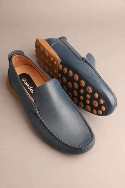 Gondol Loafer clasic pentru bărbați din piele naturală albastru 42 ttx.2013