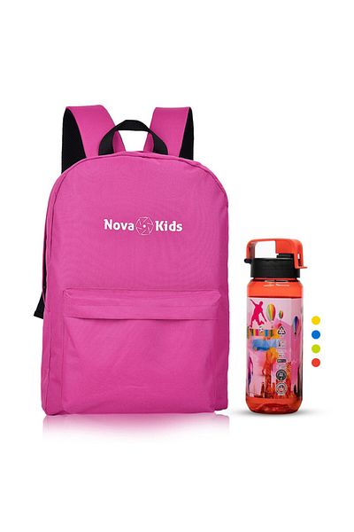 NovaKids Nova Kids 17-Inch Backpack with Hydration 750ml Bottle(Assorted Color) - Pink