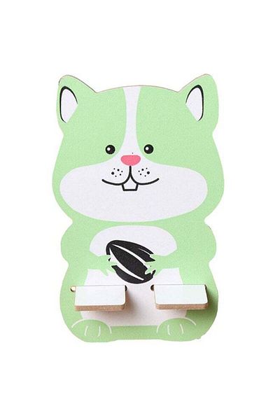 Generic Cute Squirrel Wooden Mobile Stand - Green