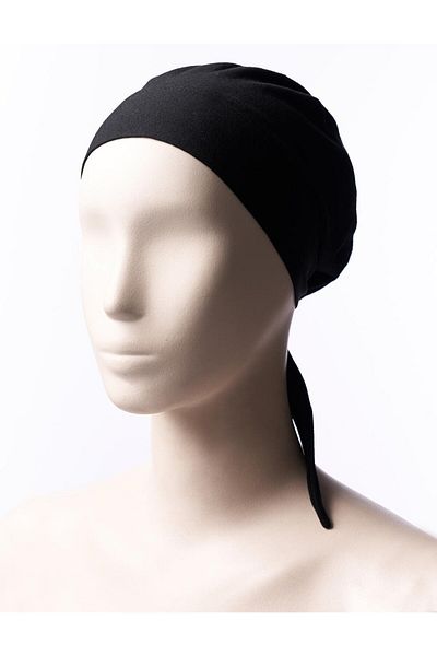 Kayra Black Cotton Bonnet