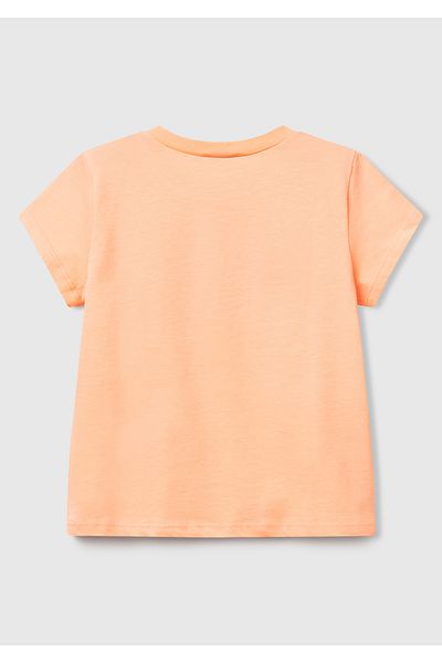 United Colors of Benetton Girl's Crochet Graphic Printed Short Sleeve T-Shirt