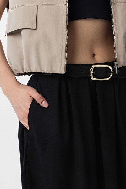 Antioch Black Pleated Women's Midi Skirt