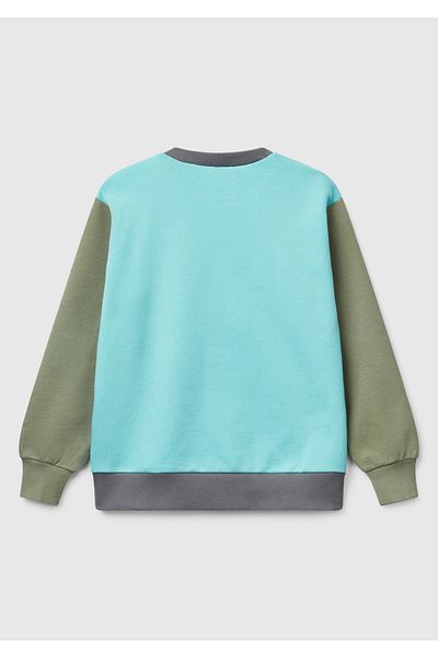 United Colors of Benetton Суитшърт с кръгло деколте и лого на Benetton за момче, тюркоазена смес