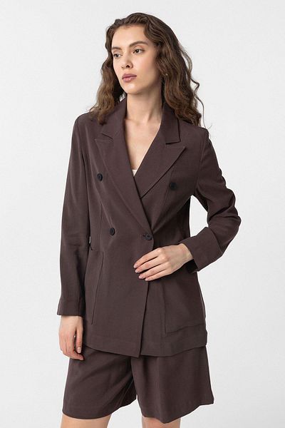 Antioch Brown Double Breasted Women's Blazer Jacket