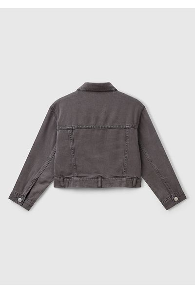 United Colors of Benetton Girl's Anthracite 100% Liyosel Logo Detailed Jacket with Patch Pocket on the Front