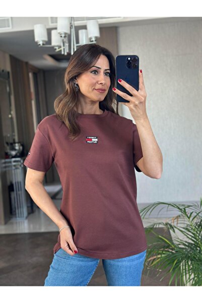 Forlady4 Καφέ TH Κεντημένο Interlock Γυναικείο T-Shirt