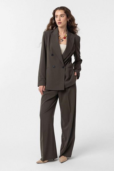 Antioch Khaki Regular Fit Double Breasted Women's Blazer Jacket