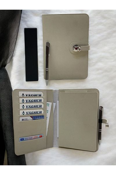 Eren Ofis Caiet cu capac din piele nubuck cu design special - Set pix cadou