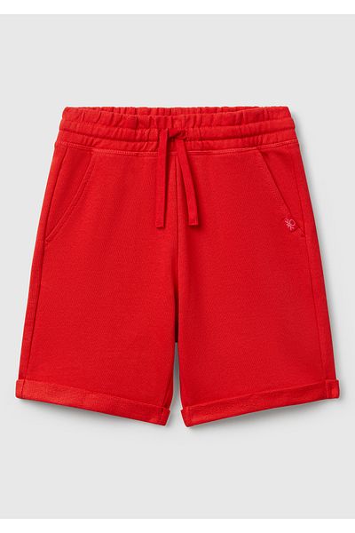 United Colors of Benetton Boy's Red Logo Sweat Shorts