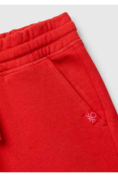 United Colors of Benetton Erkek Çocuk Kırmızı Logolu Sweat Şort