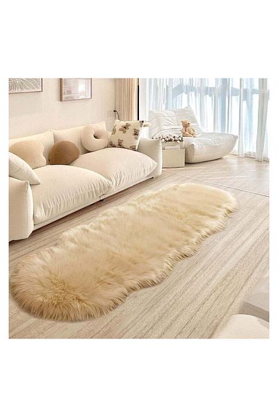 Comfy سجادة أريكة/أرضية فائقة النعومة ومضادة للانزلاق بلون كريمي 180×200 سم