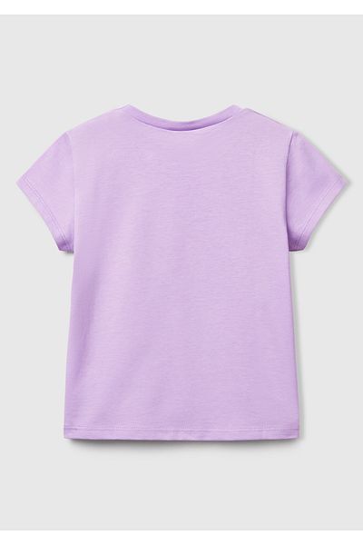 United Colors of Benetton Tricou cu mânecă scurtă cu imprimeu liliac pentru fete