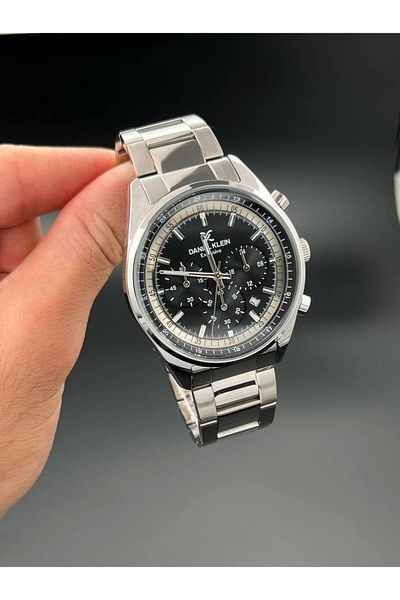 Daniel Klein Exclusive Men Wristwatch Silver Black 3 Atm Waterproof