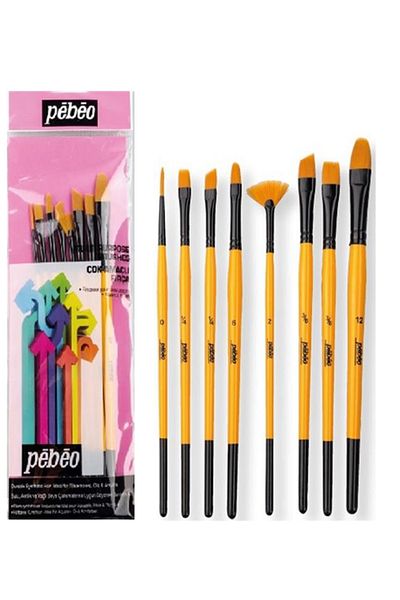 Pebeo Multi-Purpose 8Li Mixed Set Set7 Synthetic Bristle Suitable for Aqueous Acrylic and Oil Painting