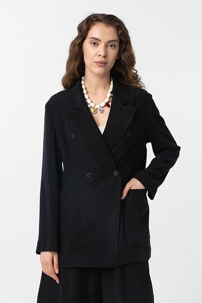 Antioch Black Double Breasted Women's Blazer Jacket